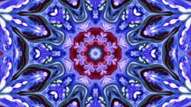 Soyut boya fırça mürekkep patlayabilir formanın düzgün kavramı simetrik desen süs dekoratif Kaleidoscope hareketi geometrik daire ve yıldız şekiller