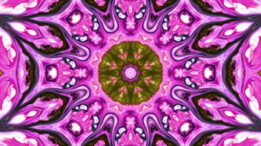 Soyut boya fırça mürekkep patlayabilir formanın düzgün kavramı simetrik desen süs dekoratif Kaleidoscope hareketi geometrik daire ve yıldız şekiller