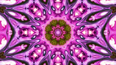 Soyut boya fırça mürekkep patlayabilir formanın düzgün kavramı simetrik desen süs dekoratif Kaleidoscope hareketi geometrik daire ve yıldız şekiller