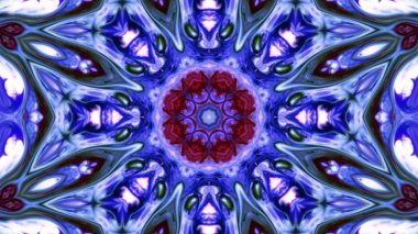 Soyut boya fırça mürekkep patlayabilir formanın düzgün kavramı simetrik desen süs dekoratif Kaleidoscope hareketi geometrik daire ve yıldız şekiller