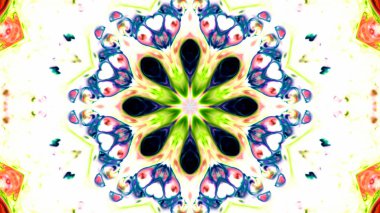 Soyut boya fırça mürekkep patlayabilir formanın düzgün kavramı simetrik desen süs dekoratif Kaleidoscope hareketi geometrik daire ve yıldız şekiller