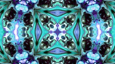 Soyut boya fırça mürekkep patlayabilir formanın düzgün kavramı simetrik desen süs dekoratif Kaleidoscope hareketi geometrik daire ve yıldız şekiller