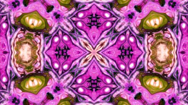 Soyut boya fırça mürekkep patlayabilir formanın düzgün kavramı simetrik desen süs dekoratif Kaleidoscope hareketi geometrik daire ve yıldız şekiller