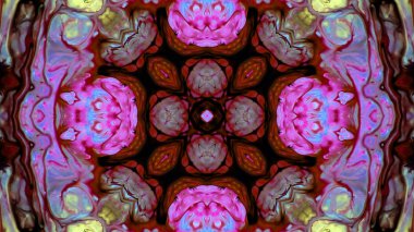 Soyut boya fırça mürekkep patlayabilir formanın düzgün kavramı simetrik desen süs dekoratif Kaleidoscope hareketi geometrik daire ve yıldız şekiller