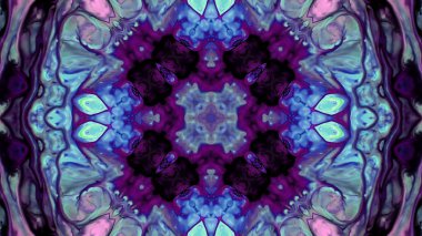 Soyut boya fırça mürekkep patlayabilir formanın düzgün kavramı simetrik desen süs dekoratif Kaleidoscope hareketi geometrik daire ve yıldız şekiller