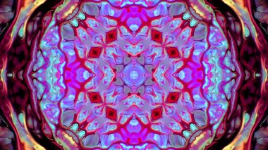 Soyut boya fırça mürekkep patlayabilir formanın düzgün kavramı simetrik desen süs dekoratif Kaleidoscope hareketi geometrik daire ve yıldız şekiller