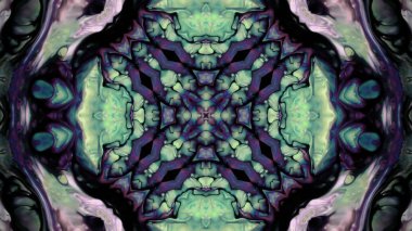 Soyut boya fırça mürekkep patlayabilir formanın düzgün kavramı simetrik desen süs dekoratif Kaleidoscope hareketi geometrik daire ve yıldız şekiller