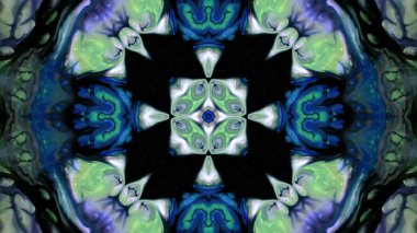 Soyut boya fırça mürekkep patlayabilir formanın düzgün kavramı simetrik desen süs dekoratif Kaleidoscope hareketi geometrik daire ve yıldız şekiller