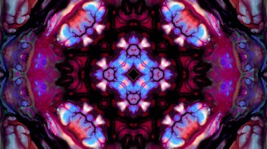 Soyut boya fırça mürekkep patlayabilir formanın düzgün kavramı simetrik desen süs dekoratif Kaleidoscope hareketi geometrik daire ve yıldız şekiller