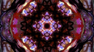 Soyut boya fırça mürekkep patlayabilir formanın düzgün kavramı simetrik desen süs dekoratif Kaleidoscope hareketi geometrik daire ve yıldız şekiller