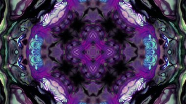 Soyut boya fırça mürekkep patlayabilir formanın düzgün kavramı simetrik desen süs dekoratif Kaleidoscope hareketi geometrik daire ve yıldız şekiller