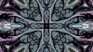 Soyut boya fırça mürekkep patlayabilir formanın düzgün kavramı simetrik desen süs dekoratif Kaleidoscope hareketi geometrik daire ve yıldız şekiller