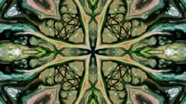 Soyut boya fırça mürekkep patlayabilir formanın düzgün kavramı simetrik desen süs dekoratif Kaleidoscope hareketi geometrik daire ve yıldız şekiller