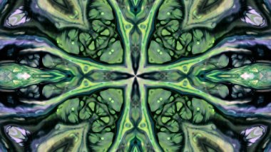 Soyut boya fırça mürekkep patlayabilir formanın düzgün kavramı simetrik desen süs dekoratif Kaleidoscope hareketi geometrik daire ve yıldız şekiller