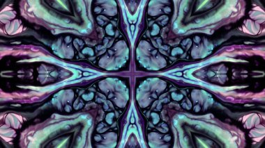 Soyut boya fırça mürekkep patlayabilir formanın düzgün kavramı simetrik desen süs dekoratif Kaleidoscope hareketi geometrik daire ve yıldız şekiller