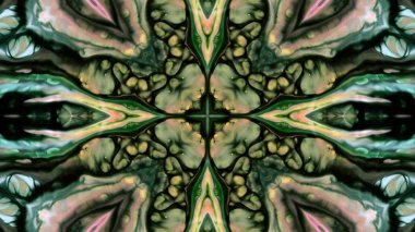 Soyut boya fırça mürekkep patlayabilir formanın düzgün kavramı simetrik desen süs dekoratif Kaleidoscope hareketi geometrik daire ve yıldız şekiller