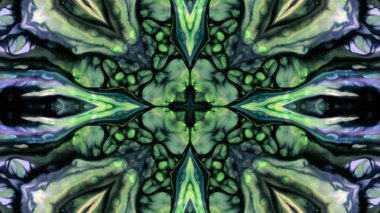 Soyut boya fırça mürekkep patlayabilir formanın düzgün kavramı simetrik desen süs dekoratif Kaleidoscope hareketi geometrik daire ve yıldız şekiller