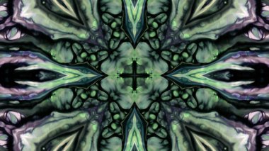 Soyut boya fırça mürekkep patlayabilir formanın düzgün kavramı simetrik desen süs dekoratif Kaleidoscope hareketi geometrik daire ve yıldız şekiller