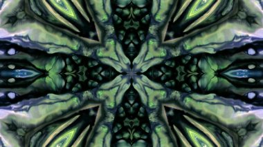 Soyut boya fırça mürekkep patlayabilir formanın düzgün kavramı simetrik desen süs dekoratif Kaleidoscope hareketi geometrik daire ve yıldız şekiller