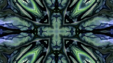 Soyut boya fırça mürekkep patlayabilir formanın düzgün kavramı simetrik desen süs dekoratif Kaleidoscope hareketi geometrik daire ve yıldız şekiller