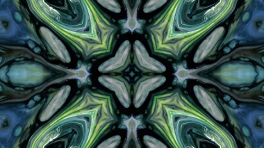 Soyut boya fırça mürekkep patlayabilir formanın düzgün kavramı simetrik desen süs dekoratif Kaleidoscope hareketi geometrik daire ve yıldız şekiller