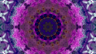 Soyut boya fırça mürekkep patlayabilir formanın düzgün kavramı simetrik desen süs dekoratif Kaleidoscope hareketi geometrik daire ve yıldız şekiller