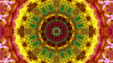 Soyut boya fırça mürekkep patlayabilir formanın düzgün kavramı simetrik desen süs dekoratif Kaleidoscope hareketi geometrik daire ve yıldız şekiller