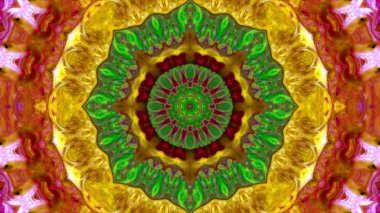 Soyut boya fırça mürekkep patlayabilir formanın düzgün kavramı simetrik desen süs dekoratif Kaleidoscope hareketi geometrik daire ve yıldız şekiller