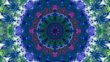 Soyut boya fırça mürekkep patlayabilir formanın düzgün kavramı simetrik desen süs dekoratif Kaleidoscope hareketi geometrik daire ve yıldız şekiller