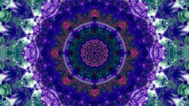 Soyut boya fırça mürekkep patlayabilir formanın düzgün kavramı simetrik desen süs dekoratif Kaleidoscope hareketi geometrik daire ve yıldız şekiller