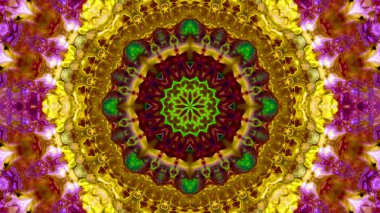 Soyut boya fırça mürekkep patlayabilir formanın düzgün kavramı simetrik desen süs dekoratif Kaleidoscope hareketi geometrik daire ve yıldız şekiller