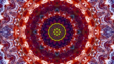 Soyut boya fırça mürekkep patlayabilir formanın düzgün kavramı simetrik desen süs dekoratif Kaleidoscope hareketi geometrik daire ve yıldız şekiller