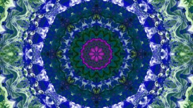 Soyut boya fırça mürekkep patlayabilir formanın düzgün kavramı simetrik desen süs dekoratif Kaleidoscope hareketi geometrik daire ve yıldız şekiller