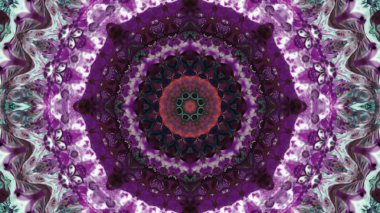 Soyut boya fırça mürekkep patlayabilir formanın düzgün kavramı simetrik desen süs dekoratif Kaleidoscope hareketi geometrik daire ve yıldız şekiller