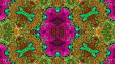 Soyut boya fırça mürekkep patlayabilir formanın düzgün kavramı simetrik desen süs dekoratif Kaleidoscope hareketi geometrik daire ve yıldız şekiller