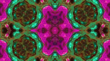 Soyut boya fırça mürekkep patlayabilir formanın düzgün kavramı simetrik desen süs dekoratif Kaleidoscope hareketi geometrik daire ve yıldız şekiller