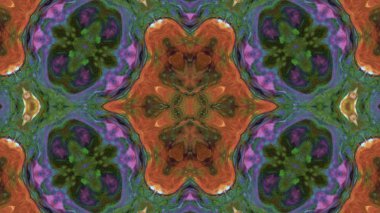 Soyut boya fırça mürekkep patlayabilir formanın düzgün kavramı simetrik desen süs dekoratif Kaleidoscope hareketi geometrik daire ve yıldız şekiller