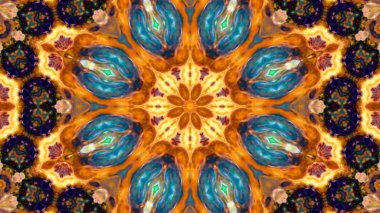 Soyut boya fırça mürekkep patlayabilir formanın düzgün kavramı simetrik desen süs dekoratif Kaleidoscope hareketi geometrik daire ve yıldız şekiller