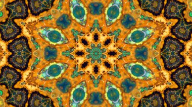 Soyut boya fırça mürekkep patlayabilir formanın düzgün kavramı simetrik desen süs dekoratif Kaleidoscope hareketi geometrik daire ve yıldız şekiller