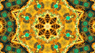 Soyut boya fırça mürekkep patlayabilir formanın düzgün kavramı simetrik desen süs dekoratif Kaleidoscope hareketi geometrik daire ve yıldız şekiller