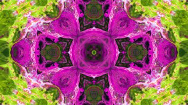 Soyut boya fırça mürekkep patlayabilir formanın düzgün kavramı simetrik desen süs dekoratif Kaleidoscope hareketi geometrik daire ve yıldız şekiller