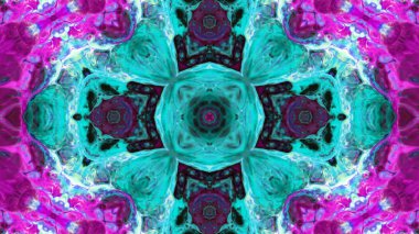 Soyut boya fırça mürekkep patlayabilir formanın düzgün kavramı simetrik desen süs dekoratif Kaleidoscope hareketi geometrik daire ve yıldız şekiller