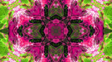 Soyut boya fırça mürekkep patlayabilir formanın düzgün kavramı simetrik desen süs dekoratif Kaleidoscope hareketi geometrik daire ve yıldız şekiller