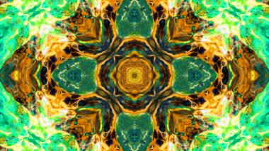 Soyut boya fırça mürekkep patlayabilir formanın düzgün kavramı simetrik desen süs dekoratif Kaleidoscope hareketi geometrik daire ve yıldız şekiller