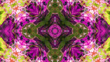 Soyut boya fırça mürekkep patlayabilir formanın düzgün kavramı simetrik desen süs dekoratif Kaleidoscope hareketi geometrik daire ve yıldız şekiller