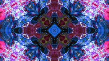 Soyut boya fırça mürekkep patlayabilir formanın düzgün kavramı simetrik desen süs dekoratif Kaleidoscope hareketi geometrik daire ve yıldız şekiller