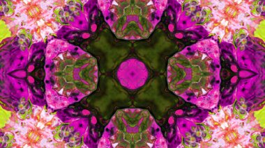 Soyut boya fırça mürekkep patlayabilir formanın düzgün kavramı simetrik desen süs dekoratif Kaleidoscope hareketi geometrik daire ve yıldız şekiller