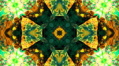 Soyut boya fırça mürekkep patlayabilir formanın düzgün kavramı simetrik desen süs dekoratif Kaleidoscope hareketi geometrik daire ve yıldız şekiller