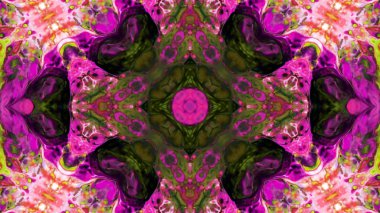 Soyut boya fırça mürekkep patlayabilir formanın düzgün kavramı simetrik desen süs dekoratif Kaleidoscope hareketi geometrik daire ve yıldız şekiller