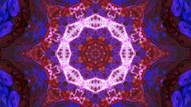 Soyut boya fırça mürekkep patlayabilir formanın düzgün kavramı simetrik desen süs dekoratif Kaleidoscope hareketi geometrik daire ve yıldız şekiller